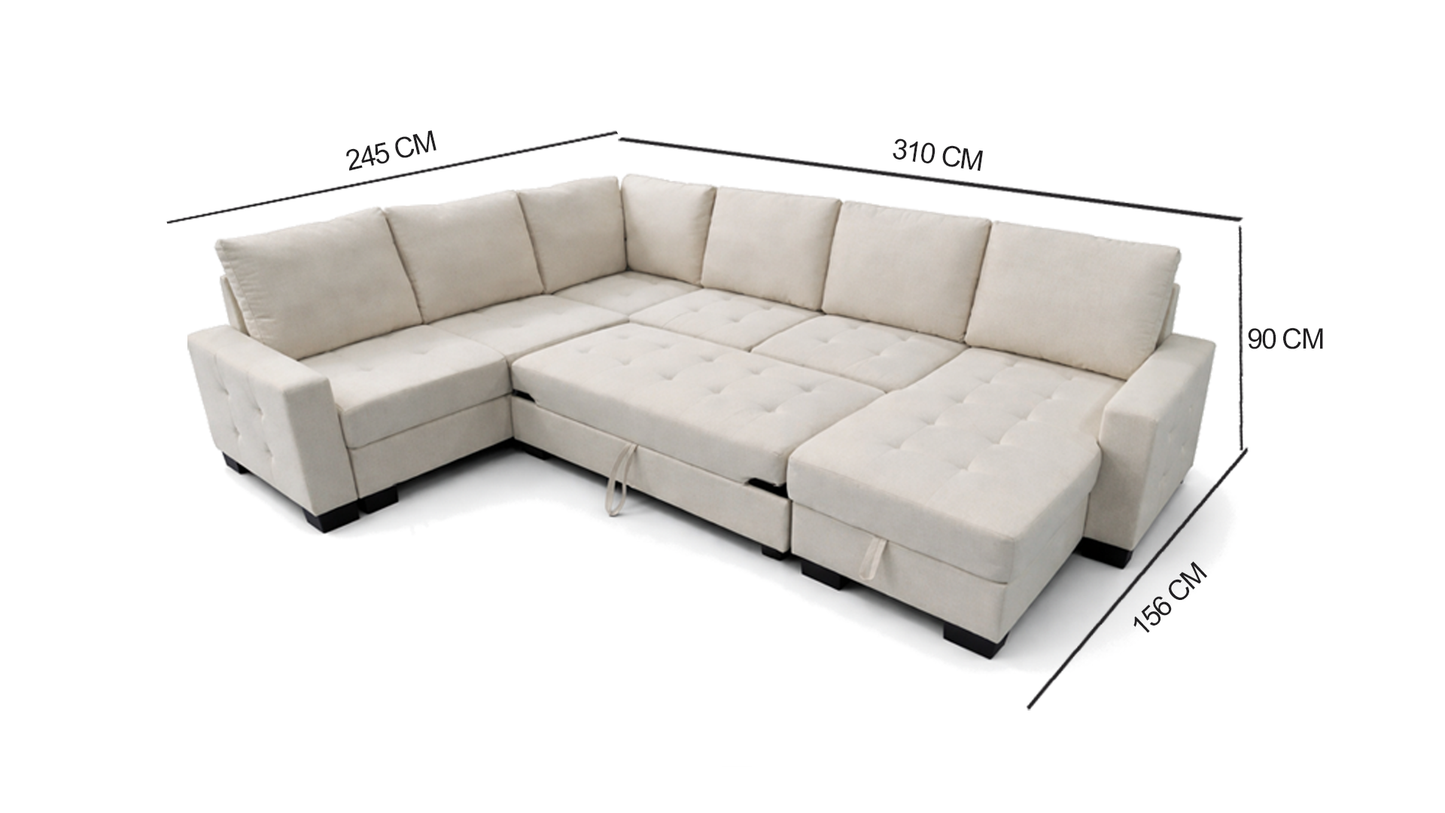 Everest 6- Seater Sofa Bed With Reversible Chaise & Storage