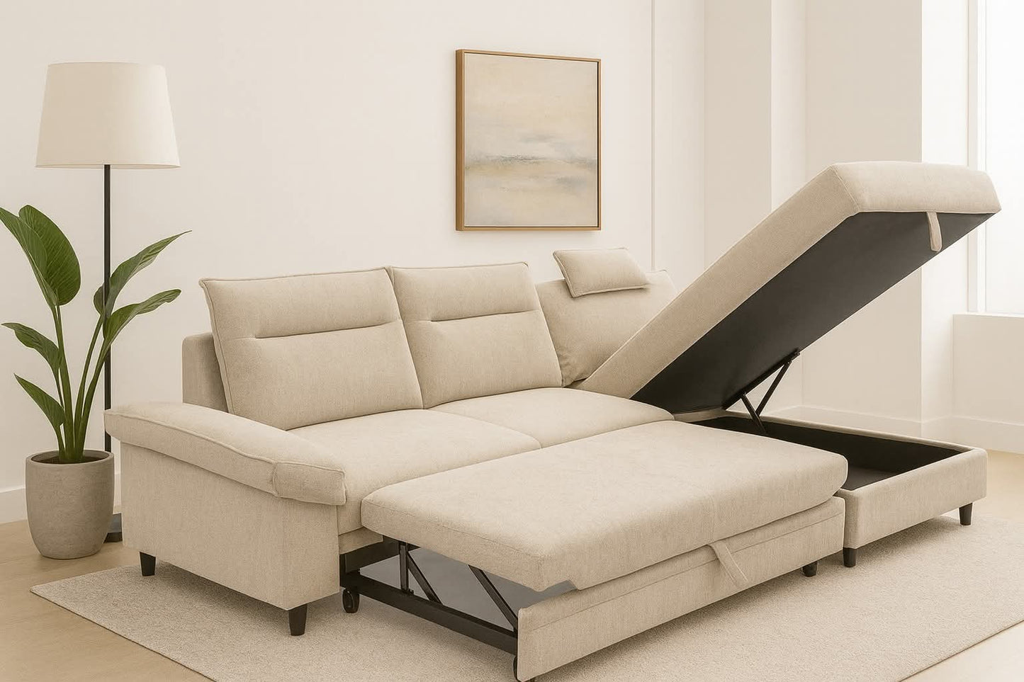 Wolken 3-Seater Sofa Bed With Reversible Chaise & Storage