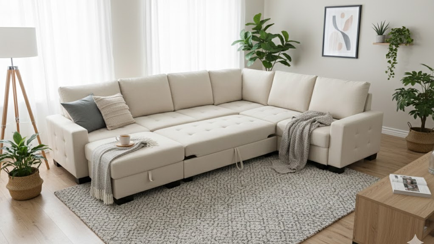 Everest 6- Seater Sofa Bed With Reversible Chaise & Storage